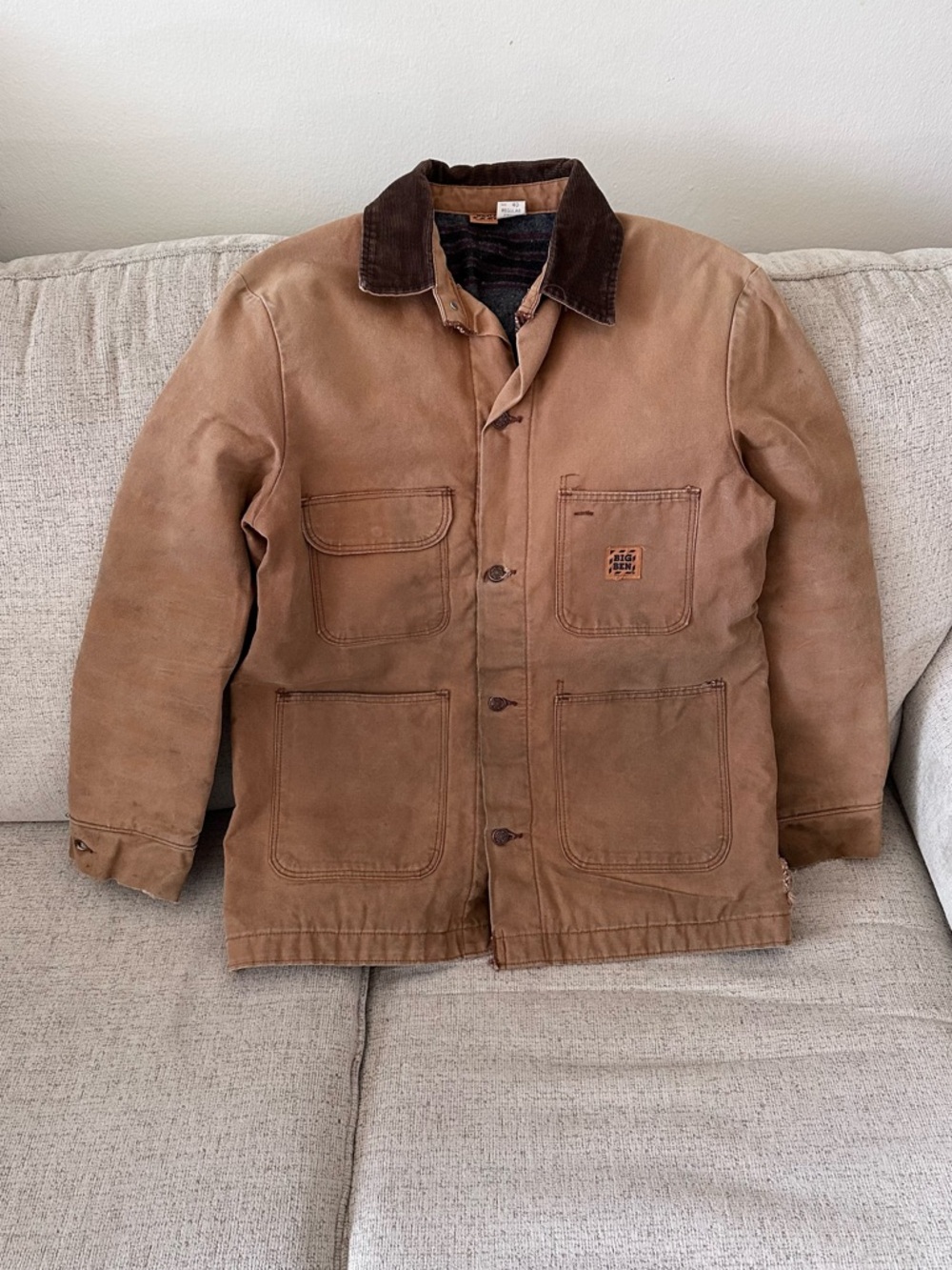 Vintage Big Ben Work Jacket Brown Duck Canvas Blanket Lined 40